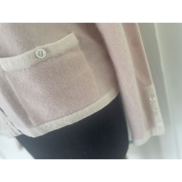 CASHMERES  made in Scotland Soft Pink Cashmere Cardigan White Trim Small - Picture 3 of 8